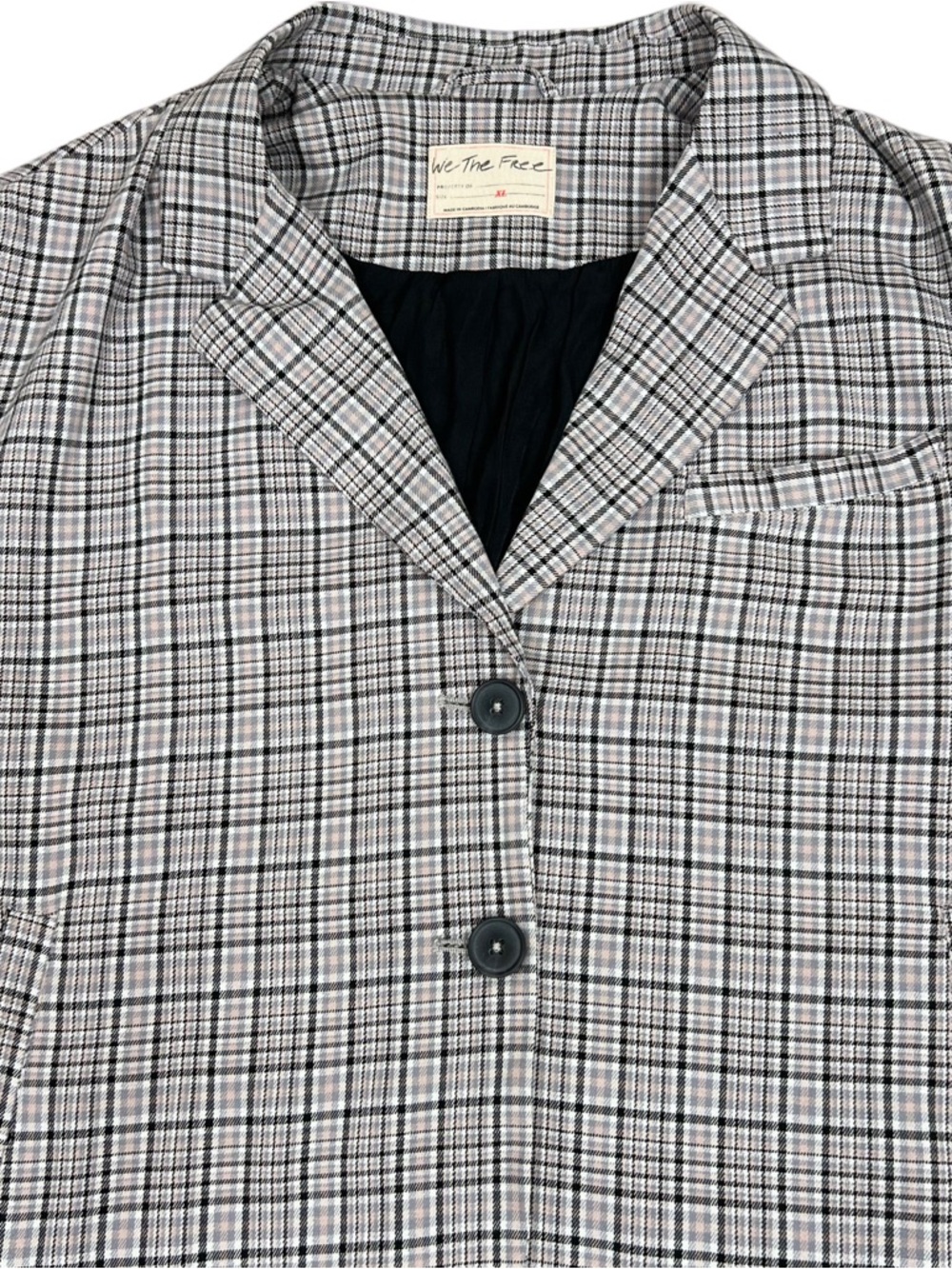 Free People We The Free Cali Plaid Blazer Jacket XL Oversized Preppy - Picture 4 of 9